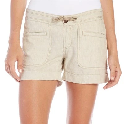 Pantalones Cortos The North Face Larisen Mezcla de Lino Marrón Blanco Rayas - Talla 8 Foto 1 de 4