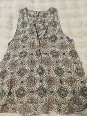 Joie женщин без рукавов блузка верхний 100% шелк размер большой пейсли печать зеленый - Изображение 1 из 4