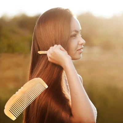 Peigne antistatique Vintage pour hommes femmes, peigne en corne de mouton - Photo 1/4