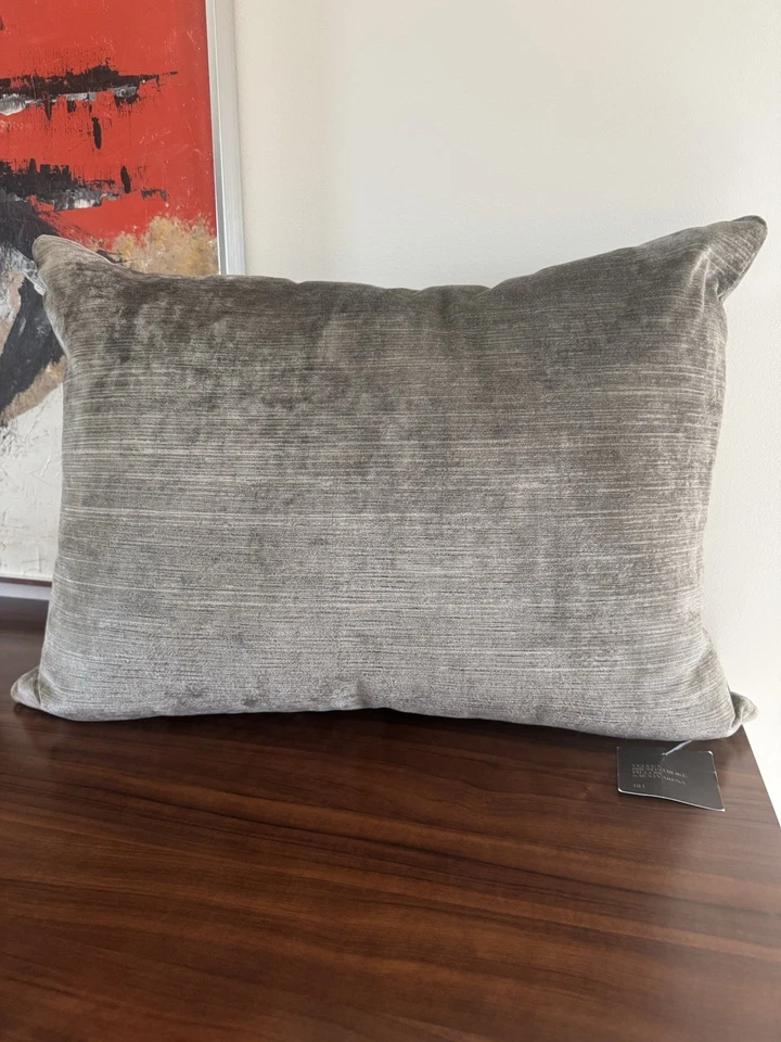 Restoration Hardware 18 x 24 Velvet Brushstroke Striated Pillow & Cover NWT Fog - Image 1 of 4