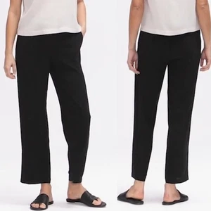 Eileen Fisher Black Silk Georgette Straight Ankle Pants Sz PM Petite Medium NWT - Picture 1 of 8