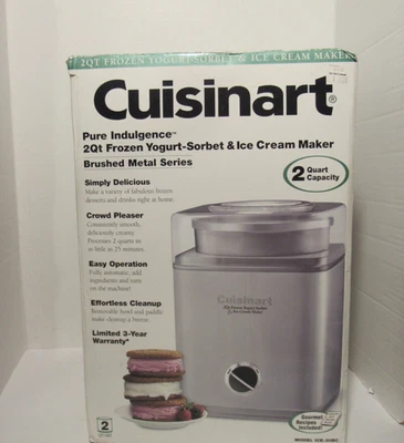 Yogur congelado, sorbete y heladera Cuisinart ICE-30BC Pure Indulgence 2 cuartos de galón  Foto 1 de 4