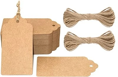 G2PLUS Kraft Paper Tags,Paper Gift Tags with Twine for Arts and Crafts,Wedding