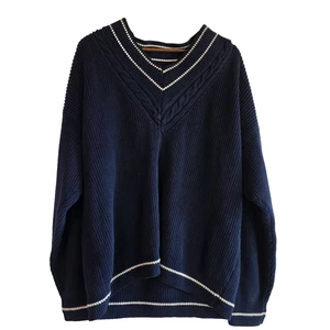 EDDIE BAUER Grobstrick dicker Zopfmuster Pullover Herren XL Navy Fischer 100% Baumwolle - Bild 1 von 16