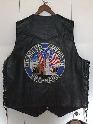 Chaleco de moto de cuero vintage para veteranos estadounidenses discapacitados 4XL UNIK Buffalo Snap Foto 1 de 4