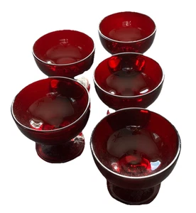 Vaso Anchor Hocking rojo rubí real vintage champán Sherbet alto - Juego de (5) - Imagen 1 de 11