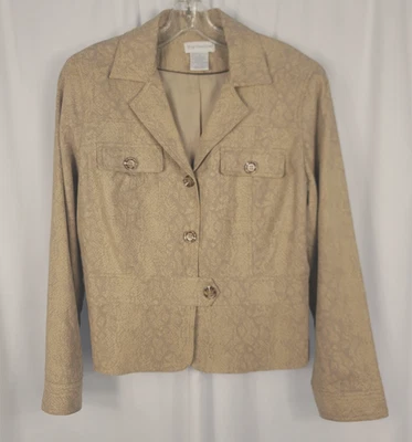 Worthington Snake Print Jacket Women's Size 16 Beige & Black Button Front - Image 1 of 4