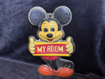 Letrero de puerta o habitación de plástico vintage de Mickey Mouse My Room de Disney Foto 1 de 2