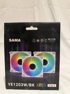 SAMA YE1203B 3-in-1 Easy Link Daisy Chain 120mm Computer Case Fan Kit Black - Picture 1 of 5