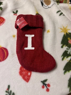 Target Wondershop Red Mini 7" Christmas Stocking w/ Embroidered "I” Letter Knit - Image 1 of 2