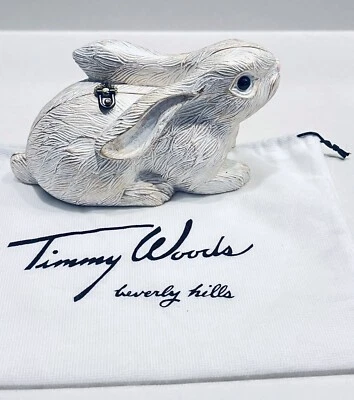 TIMMY WOODS RARO BLANCO "GRAN CONEJO" TALLADO A MANO MONEDERO CLUTCH CONEJITO MINAUDIERE Foto 1 de 4
