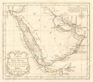 'La Coste d'Arabie, Mer Rouge & Golfe de Perse'. Arabia Oman. BELLIN 1746 mappa - Foto 1 di 1