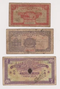 Macau 1944/1946 10, 20 & 50 Avos banknote circulated - Bild 1 von 8