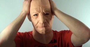 LATEX OLD MAN MASK FANCY DRESS HALLOWEEN RUBBER HEAD SCARY PRANK ZIPPER UK - Picture 1 of 11