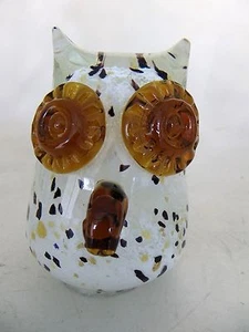 Estatuilla artística de búho de vidrio pisapapeles estilo Murano ojos ámbar nariz hecha en Italia - Imagen 1 de 7