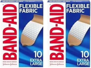 Extra Large Fabric Bandages, 10 Count (2 Pack), Flexible & Durable - Picture 1 of 1