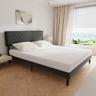 Queen/king Size Upholstered Platform Bed Frames W/ Headboard & Wood Slat Support