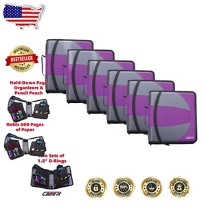 Dual 2-in-1 Zipper Binder with Pencil Pouch - 600 Sheet Capacity in Deep Purple - Picture 1 of 12
