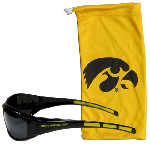 Iowa Hawkeyes Wrap Sunglasses with Microfiber Bag UV 400 NCAA Licensed Cover