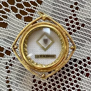 Colgante relicario reliquia St Elizabeth Ann Seton oro más de 800 plata - Imagen 1 de 9