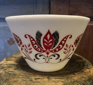 Vtg Anchor Hocking Fire King Red & Black Modern Tulip Tapered Mixing Bowl 8 1/2 - Picture 1 of 8