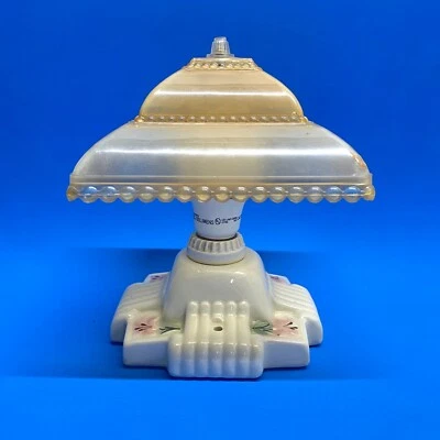 Lámpara de montaje empotrado de techo de porcelana ANT Porcelier años 30 luz pantalla de celuloide Foto 1 de 4