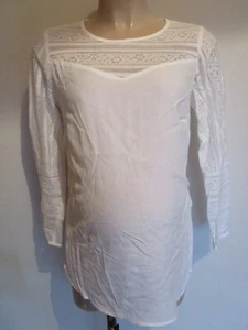 H&M MAMA MATERNITY IVORY LACE TRIM BLOUSE TUNIC TOP SIZE S 8-10 - Picture 1 of 2