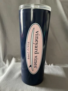 Vineyard Vines 22.5oz Stainless Steel Tumbler Nacy Blue w/surfboard EXC Triton - Picture 1 of 4