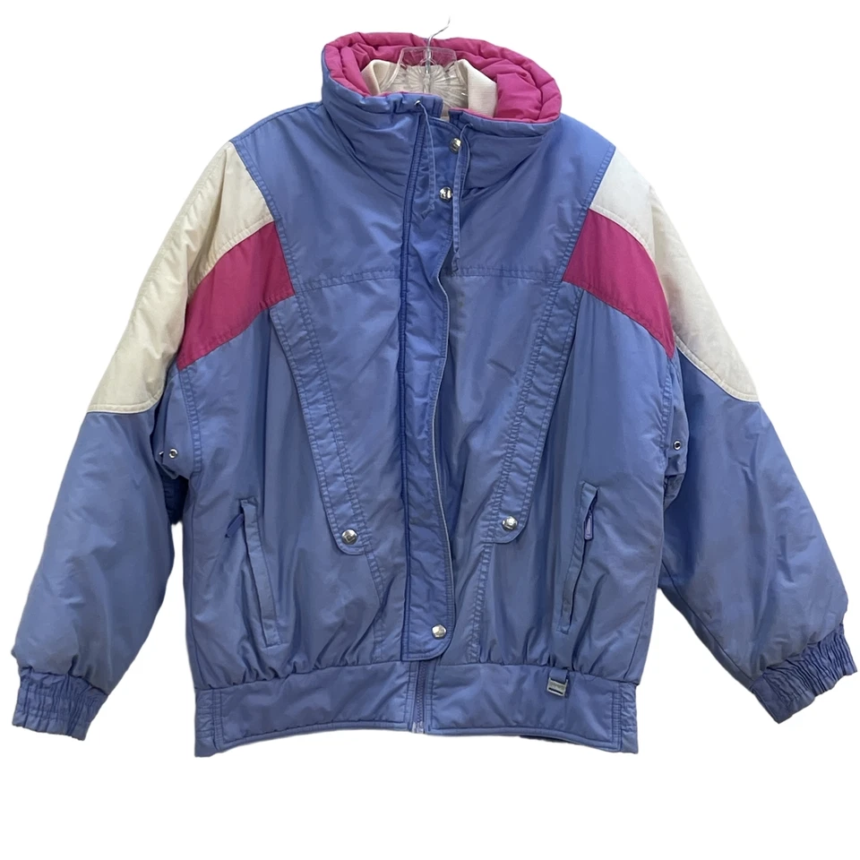 Vintage 80's Inside Edge Vintage Colorblock Puffer Ski Jacket Pink Blue White  M - Image 1 of 4