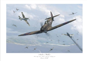 BATTLE OF BRITAIN ACE 'SAILOR' MALAN SPITFIRE MK1 LIMITED EDITION SIGNED PRINT - Picture 1 of 4