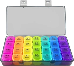 Jsdoin Tablettenbox Monat 7 Tage 4 Fächer, Medikamentenbox 7 Tage Morgens Mittag - Bild 1 von 7