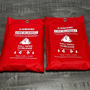 KANHIRO Manta contra Incendios de Emergencia para Hogar Cocina - Paquete de 2 Fibra de Vidrio, Rojo - Imagen 1 de 2