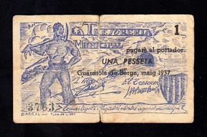 F.C. GUARDIOLA DE BERGA (BARCELONA) , 1 PESSETA , B/C , SUCIO . - Picture 1 of 2
