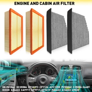 4X Engine & Cabin Air Filter For Volkswagen Jetta Passat Golf Beetle Tiguan T - Picture 1 of 14