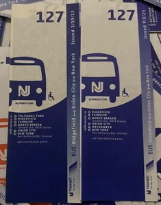 2013 NJ TRANSIT 127 New York bus timetable schedule LOT - Picture 1 of 2