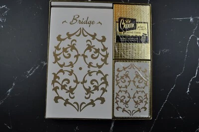 Vintage Bridge Card Game Gift Set Party Pack 2 Decks Playing Cards Score Pad - Image 1 of 4