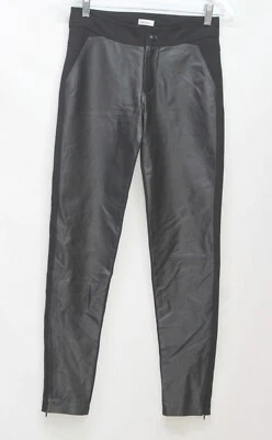 Calça Neiman Marcus Feminina Couro Genuíno Frontal Elástica Preta Tamanho XS - Imagem 1 de 4