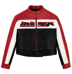 Avirex Cropped Colorblock Giacca Moto Elegante Biker Streetwear Cappotto Moda - Foto 1 di 3