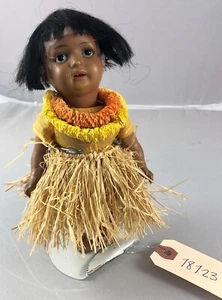 7" Antique German Bisque Head Hawaiian Hanna Doll! Adorable! 18123 - Picture 1 of 11