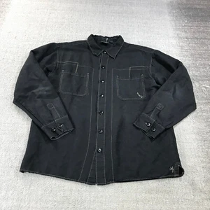 KAVU Shirt Men Large Black Button Up Western Bamboo Viscose Pocket Black Casual - Picture 1 of 12