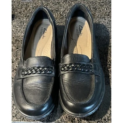 Mocasines Clarks Cora Viola para mujer de cuero negro máxima comodidad talla 7,5 carrera Foto 1 de 4