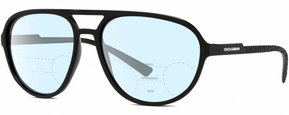 Dolce&Gabbana DG6150 Men's Aviator Multi-Focus Blue Light Glasses in Black 60 mm - Image 1 of 4
