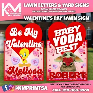 Valentinstag Gartenkarte - Valentinstag Rasen Schild - personalisiert - Baby Yoda - Tweety - Bild 1 von 2