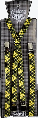 Подвески - желтый и черный клетку серебро Sourpuss панк регулируемые скобы унисекс - Изображение 1 из 2