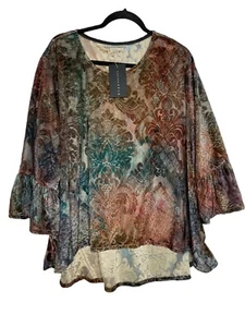Bryn Walker NWT Loose Beautiful Blouse XL Velvet NEW Fall Colors - Picture 1 of 6
