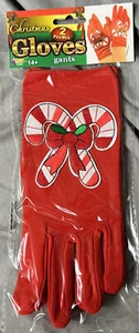 Candy Cane Gloves Women's Elf Mrs Claus Christmas Holiday Costume Accessory -G2 - Picture 1 of 2