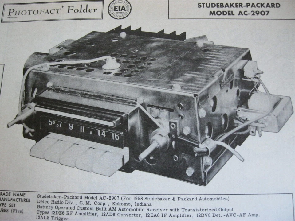 1958 STUDEBAKER & PACKARD AC-2907 RADIO PHOTOFACT  - Image 1 of 1