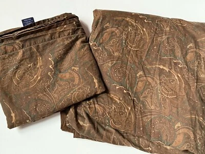 Rare CHAPS Ralph Lauren *KING FLAT DEEP FITTED SHEET Brown PAISLEY - Image 1 of 4