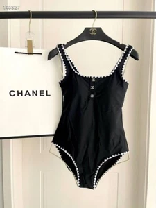 CHANEL One-Piece Black Swimsuit Size M - Picture 1 of 9