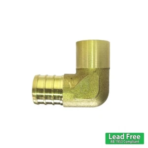 3/4" PEX x 1/2" Female Sweat Elbow Brass Crimp Adapter PEX Fittings No Lead - Picture 1 of 2